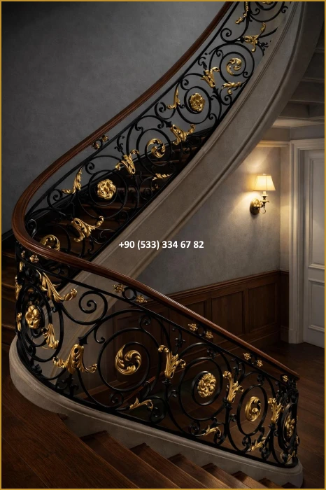 MERDİVEN KORKULUKLARI- MERDİVEN KORKULUK TASARIMI- FERFORJE MERDİVEN KORKULUK MODELLERİ mod8640