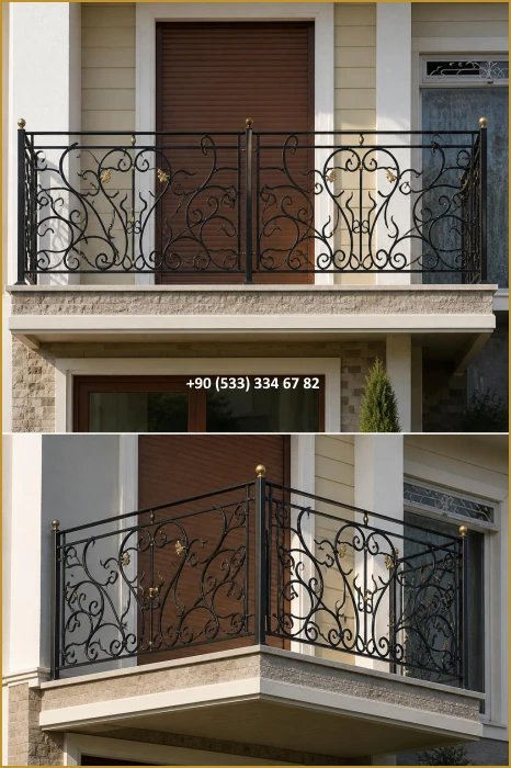 BALKON KORKULUK MODELLERİ-FERFORJE BALKON KORKULUK MODELLERİ-BALKON KORKULUK ÇEŞİTLERİ mod9001