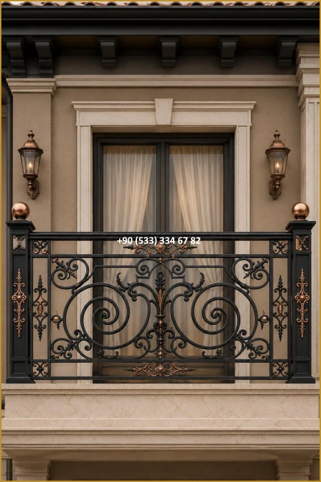 BALKON KORKULUK MODELLERİ-FERFORJE BALKON KORKULUK MODELLERİ-BALKON KORKULUK ÇEŞİTLERİ mod9113