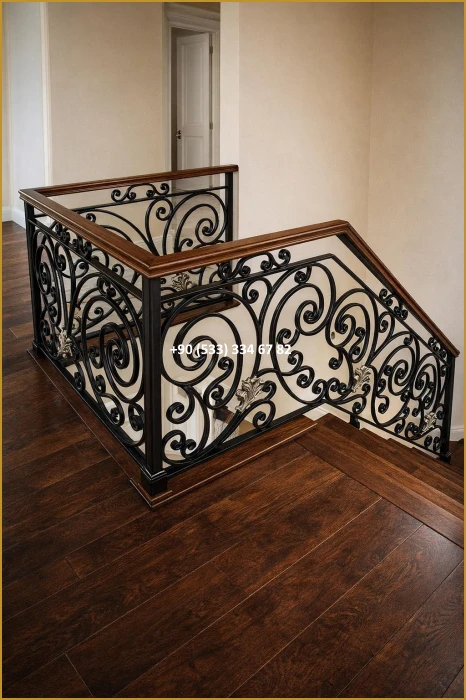 MERDİVEN KORKULUKLARI- MERDİVEN KORKULUK TASARIMI- FERFORJE MERDİVEN KORKULUK MODELLERİ mod8639