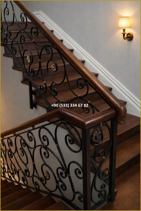 MERDİVEN KORKULUKLARI- MERDİVEN KORKULUK TASARIMI- FERFORJE MERDİVEN KORKULUK MODELLERİ mod8691